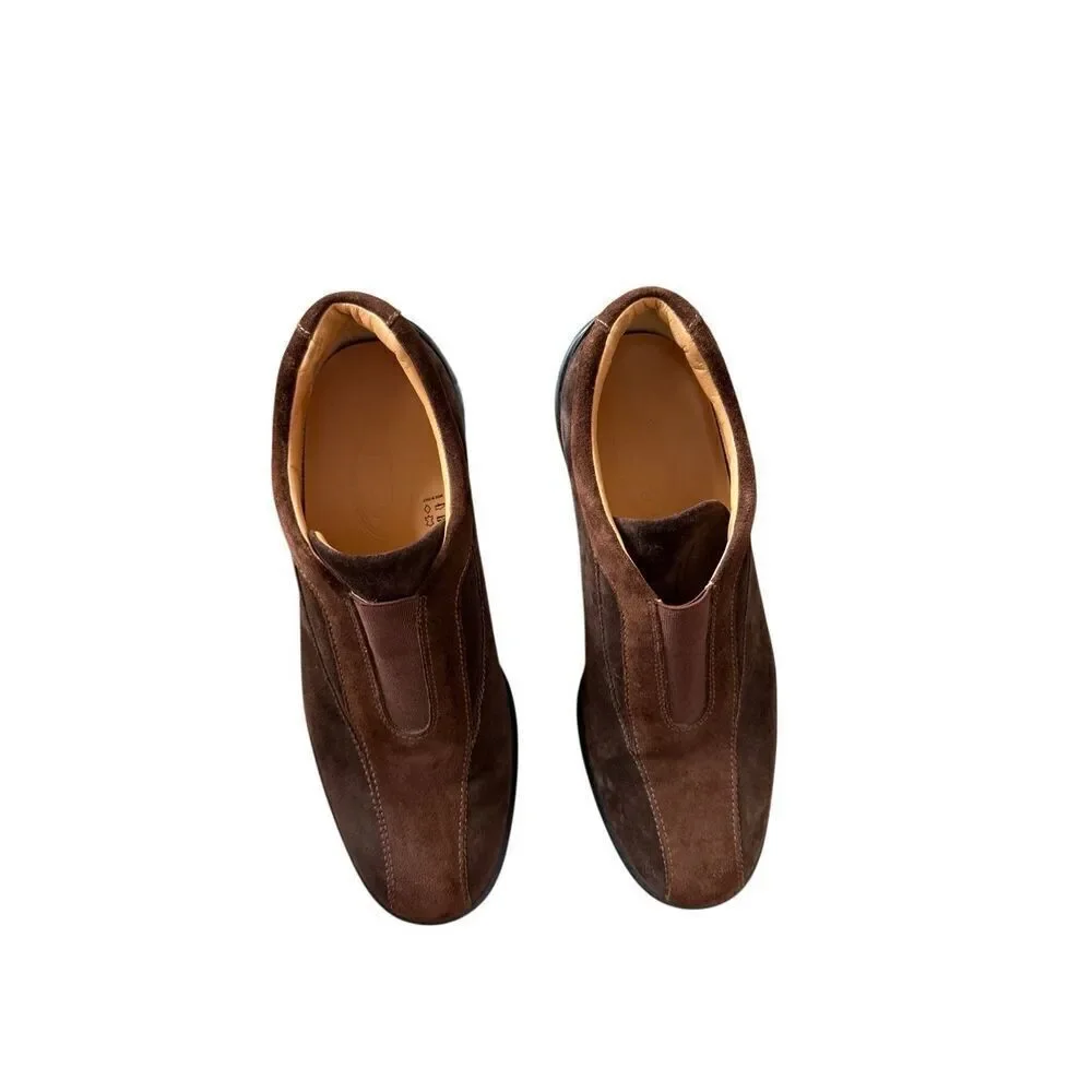 Tod's Mens Brown Suede Elastic Front Panel Slip On Flat Loafer Shoes Size 8.5